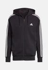 FELPA FULL ZIP Giacca da allenamento Adidas da uomo NERO LOGO BIANCO