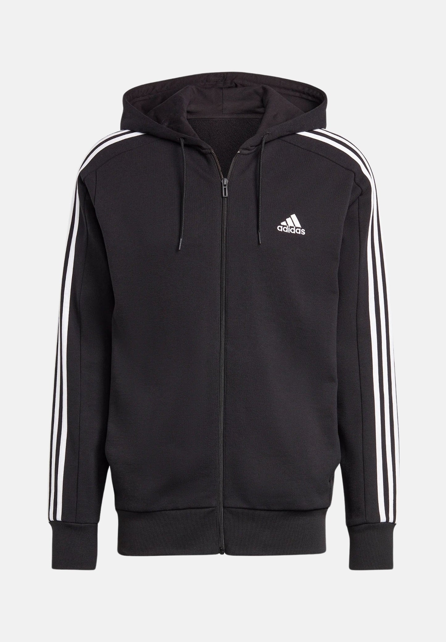 FELPA FULL ZIP Giacca da allenamento Adidas da uomo NERO LOGO BIANCO