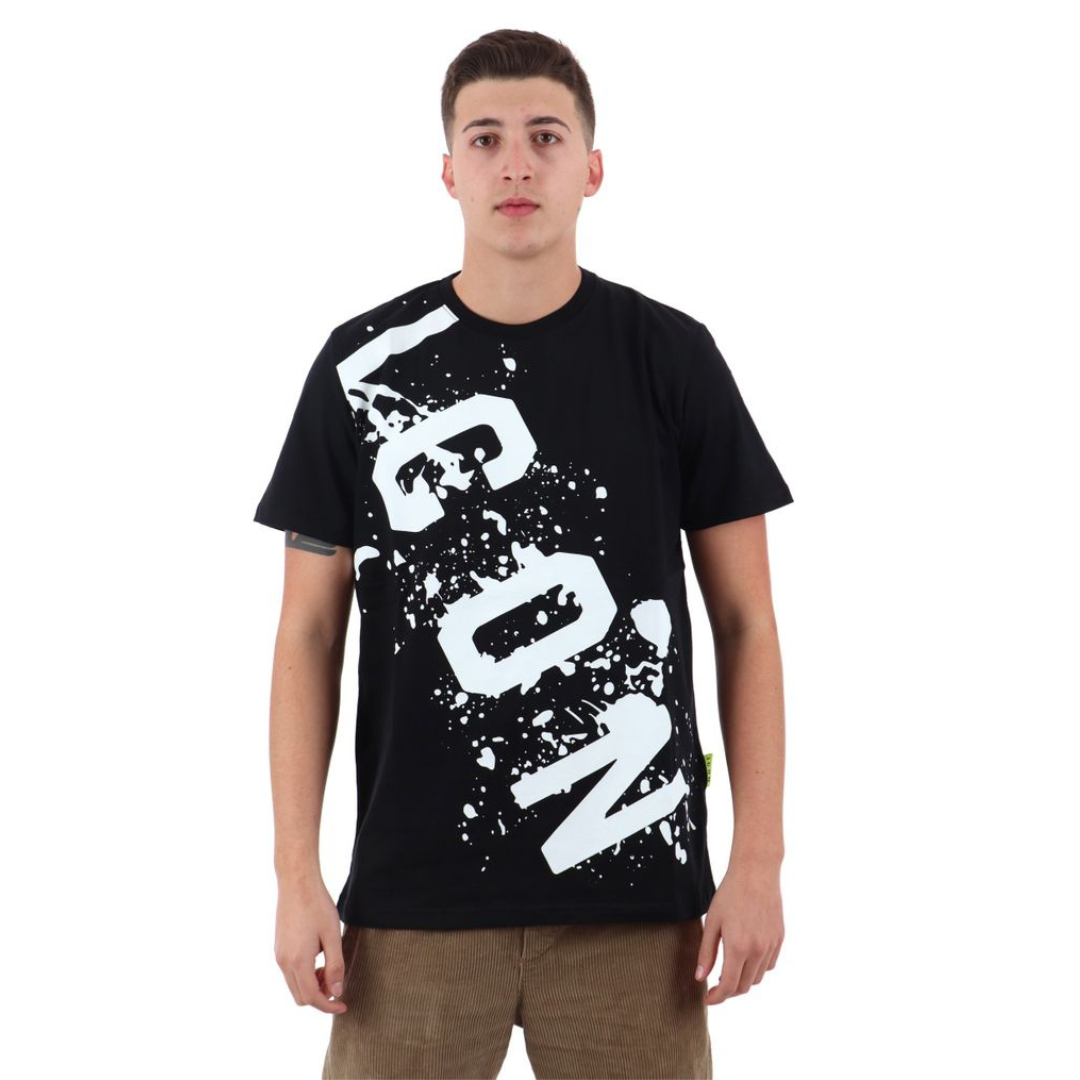 T-shirt Icon con Logo Traversale a Schizzi