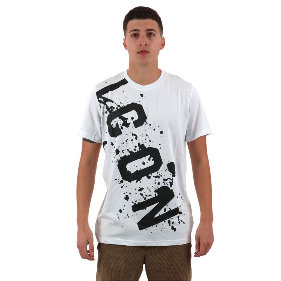 T-shirt Icon con Logo Traversale a Schizzi