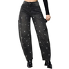 Jeans Larghi Donna Quattro Stagioni Standard Brillantinato