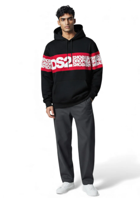 FELPA CON CAPPUCCIO DS2 100% COTONE